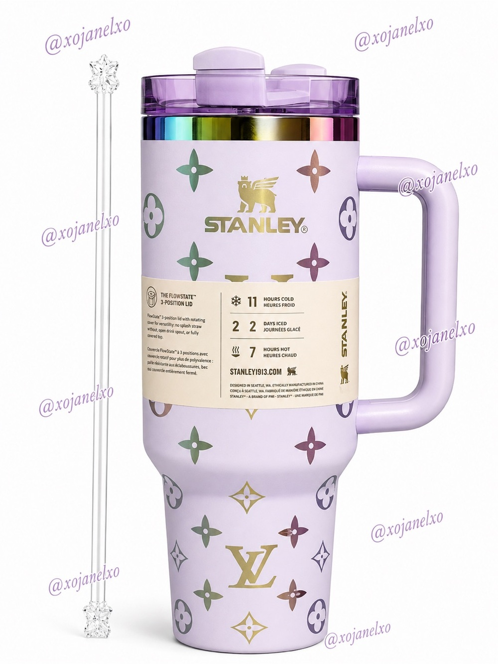 Stanley Purple Multicolor Travel Tumbler with Handle